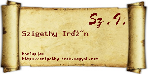 Szigethy Irén névjegykártya